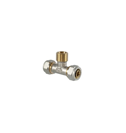 RACCORDO TEE MASCHIO A COMPRESSIONE PER MULTISTRATO 20 x 3/4 x 20