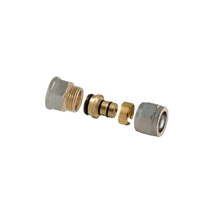 RACCORDO DIRITTO FEMMINA A COMPRESSIONE P/MULTISTRATO 2PZ ASSEMBLATO 1/2 x 1/2 - 16 (2,00)