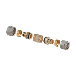 RACCORDO DIRITTO DOPPIO A COMPRESSIONE P/MULTISTRATO 2 PZ ASSEMBLATO 3/4-20(2,00) x 3/4 -20(2,00)