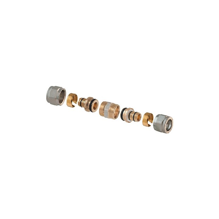 RACCORDO DIRITTO DOPPIO A COMPRESSIONE P/MULTISTRATO 2 PZ ASSEMBLATO 3/4-20(2,00) x 3/4 -20(2,00)