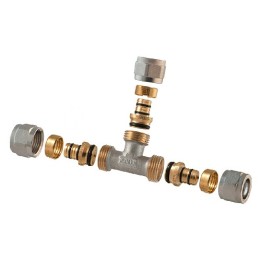 RACCORDO A TEE 2 PZ ASSEMBLATO A COMPRESSIONE P/MULTISTRATO 1" - 26 (2,00)