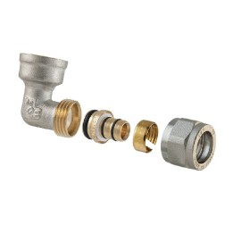 RACCORDO CURVO FEMMINA A COMPRESSIONE PER MULTISTRATO 2PZ ASSEMBLATO 3/4 x 3/4-20