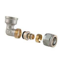 RACCORDO CURVO FEMMINA A COMPRESSIONE PER MULTISTRATO 2PZ ASSEMBLATO 1" x 1"-26