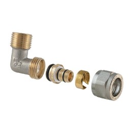 RACCORDO CURVO MASCHIO A COMPRESSIONE PER MULTISTRATO 2 PZ ASSEMBLATO 1"x1"-26
