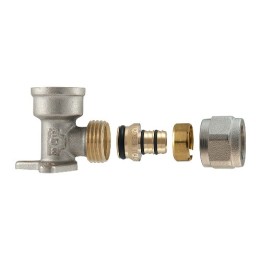 RACCORDO GOMITO FEMMINA A STAFFA A COMPRESSIONE PER MULTISTRATO 2PZ AS 1/2 x 1/2-16