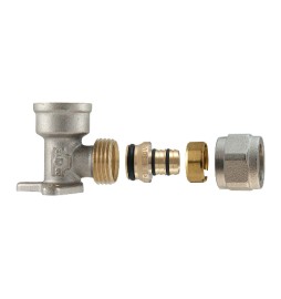 RACCORDO GOMITO FEMMINA A STAFFA A COMPRESSIONE PER MULTISTRATO 2PZ AS 1/2 x...