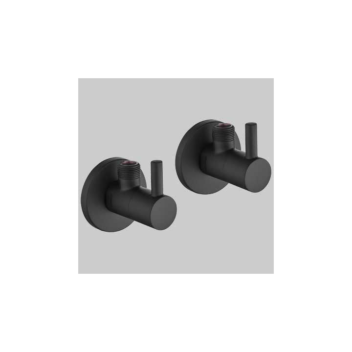 COPPIA RUBINETTI SOTTOLAVABO TONDO NERO - 1/2 x 3/8