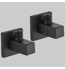 COPPIA RUBINETTI SOTTOLAVABO QUADRO NERO - 1/2 x 3/8