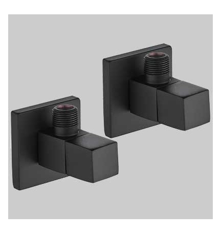 COPPIA RUBINETTI SOTTOLAVABO QUADRO NERO - 1/2 x 3/8