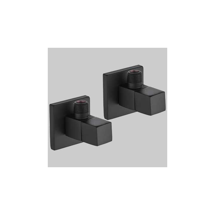 COPPIA RUBINETTI SOTTOLAVABO QUADRO NERO - 1/2 x 3/8