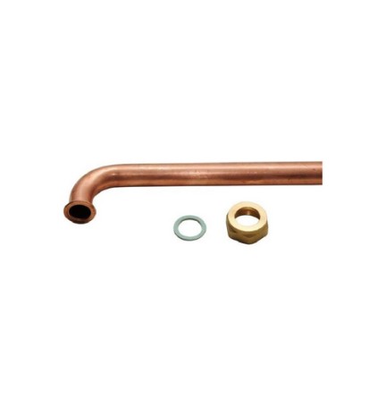 TUBO IN RAME PIEGATO PER CALDAIA CON CARTELLA E CALOTTA 3/4 18x180 mm