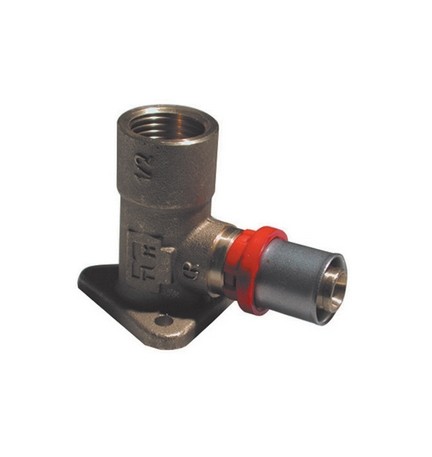 RACCORDO PRESS CURVO FEMMINA CON FLANGIA PER MULTISTRATO 3/4 x 20