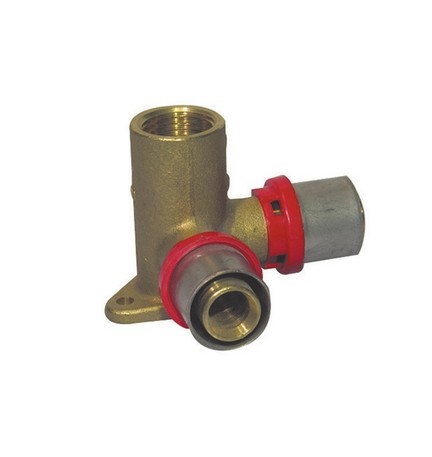 RACCORDO PRESS CURVO FEMMINA CON FLANGIA DOPPIA COLLO BASSO 1/2 x 14