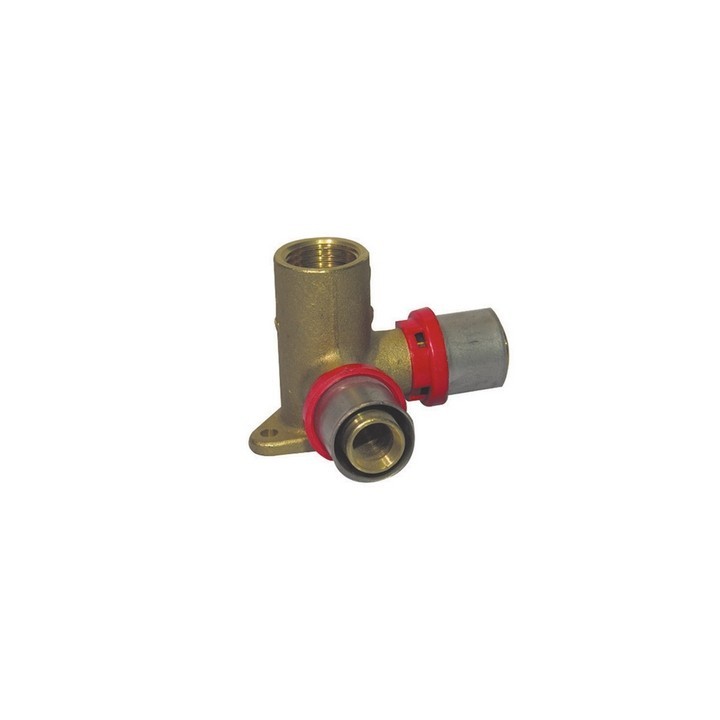 RACCORDO PRESS CURVO FEMMINA CON FLANGIA DOPPIA COLLO BASSO 1/2 x 14