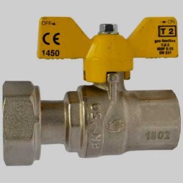 VALVOLA SFERA GAS F/F DADO GIREVOLE FARFALLA ALLUMINIO - 3/4 x 3/4