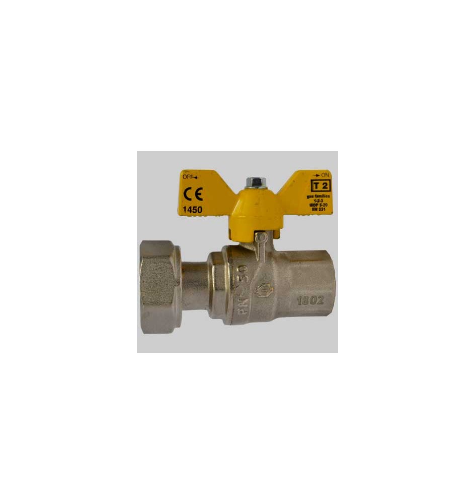 VALVOLA SFERA GAS F/F DADO GIREVOLE FARFALLA ALLUMINIO - 3/4 x 1"
