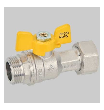 VALVOLA SFERA GAS M/F DADO GIREVOLE FARFALLA ALLUMINIO - 1/2 x 3/4