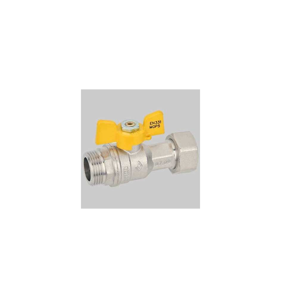 VALVOLA SFERA GAS M/F DADO GIREVOLE FARFALLA ALLUMINIO - 3/4 x 3/4