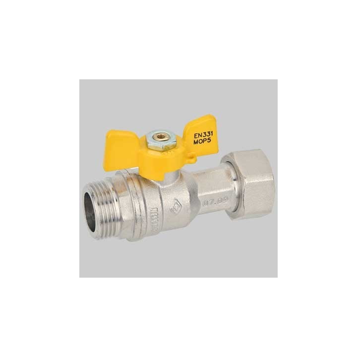 VALVOLA SFERA GAS M/F DADO GIREVOLE FARFALLA ALLUMINIO - 3/4 x 3/4