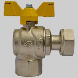 VALVOLA SFERA GAS AD ANGOLO F/F DADO GIREVOLE FARFALLA ALLUMINIO - 1/2 x 3/4