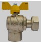 VALVOLA SFERA GAS AD ANGOLO F/F DADO GIREVOLE FARFALLA ALLUMINIO - 3/4 x 1"