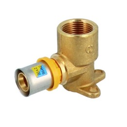 ATTACCO A MURO CON FLANGIA 3 FORI A PRESSARE PER MULTISTRATO 1/2" x 20