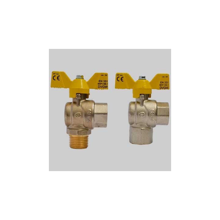 VALVOLA SFERA AD ANGOLO FARFALLA ALLUMINIO - 3/4 M/F