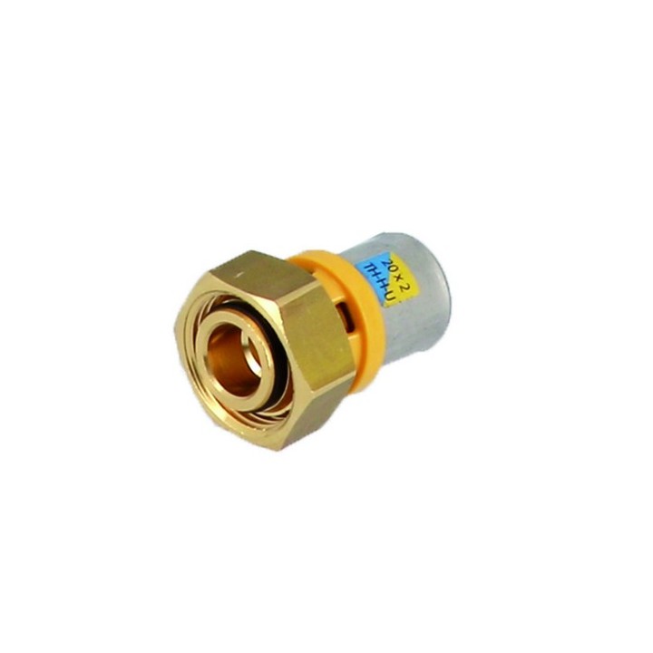 RACCORDO DIRITTO SEDE PIANA CON GIRELLO E GUAR. A PRESSARE MULTISTRATO 3/4" x 16