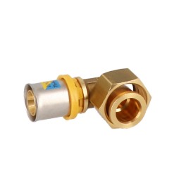 ANGOLO DADO GIREVOLE E SEDE PIANA CON GUARNIZIONE PRESSARE MULTISTRATO 3/4" x 26