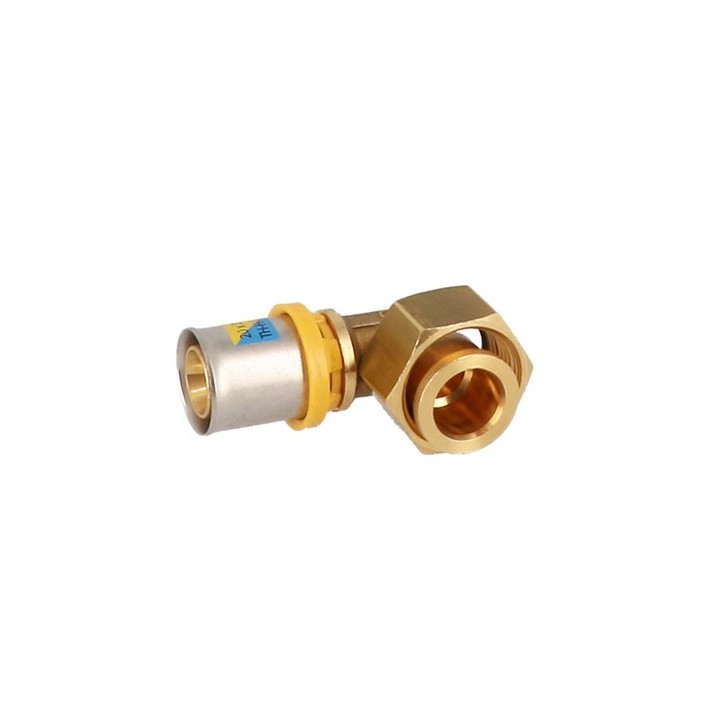 ANGOLO DADO GIREVOLE E SEDE PIANA CON GUARNIZIONE PRESSARE MULTISTRATO 3/4" x 26