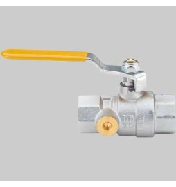 Valvola gas sfera F/F con due prese pressione leva Acciaio - 1"