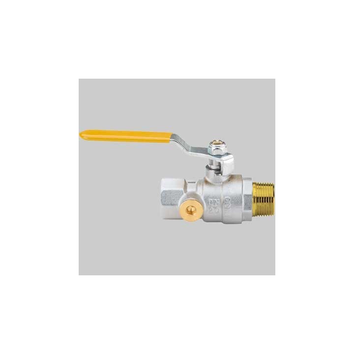 VALVOLA SFERA GAS M/F CON DUE PRESE PRESSIONE LEVA ACCIAIO - 3/4
