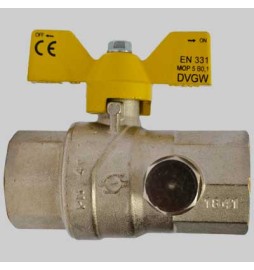 VALVOLA SFERA GAS F/F CON DUE PRESE PRESSIONE FARFALLA ALLUMINIO - 1/2
