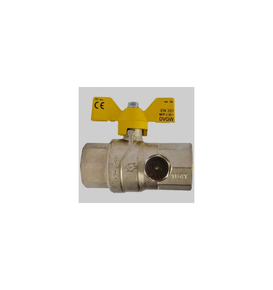 VALVOLA SFERA GAS F/F CON DUE PRESE PRESSIONE FARFALLA ALLUMINIO - 1/2