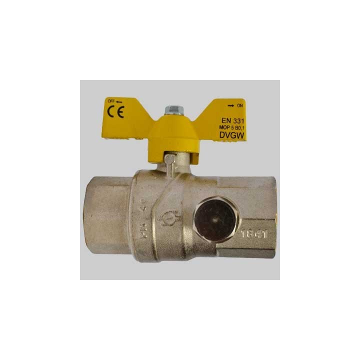 VALVOLA SFERA GAS F/F CON DUE PRESE PRESSIONE FARFALLA ALLUMINIO - 3/4