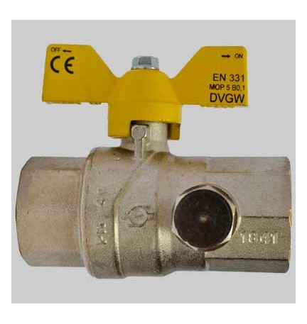 VALVOLA SFERA GAS F/F CON DUE PRESE PRESSIONE FARFALLA ALLUMINIO - 1"