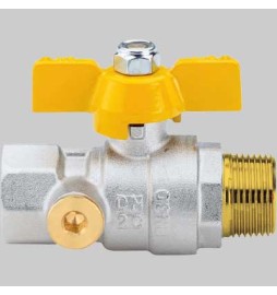 VALVOLA SFERA GAS M/F CON DUE PRESE PRESSIONE FARFALLA ALLUMINIO - 3/4