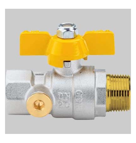 VALVOLA SFERA GAS M/F CON DUE PRESE PRESSIONE FARFALLA ALLUMINIO - 3/4