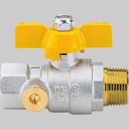 VALVOLA SFERA GAS M/F CON DUE PRESE PRESSIONE FARFALLA ALLUMINIO - 1"
