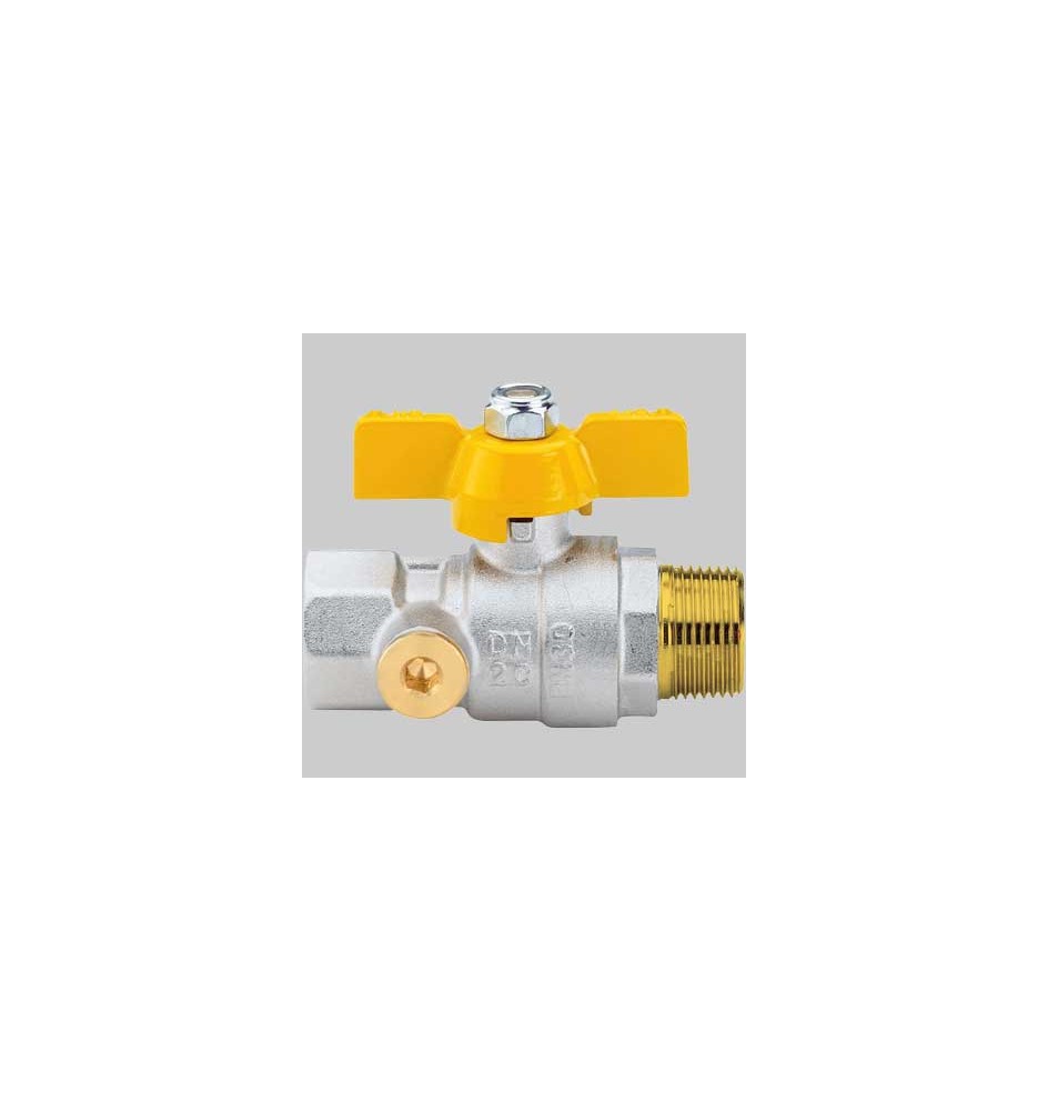 VALVOLA SFERA GAS M/F CON DUE PRESE PRESSIONE FARFALLA ALLUMINIO - 1"