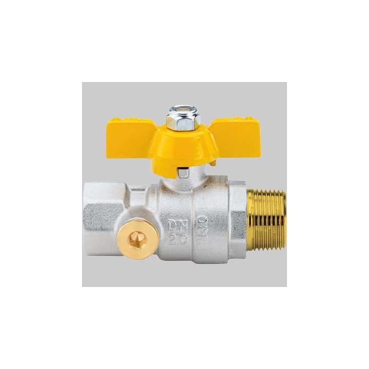 VALVOLA SFERA GAS M/F CON DUE PRESE PRESSIONE FARFALLA ALLUMINIO - 1"