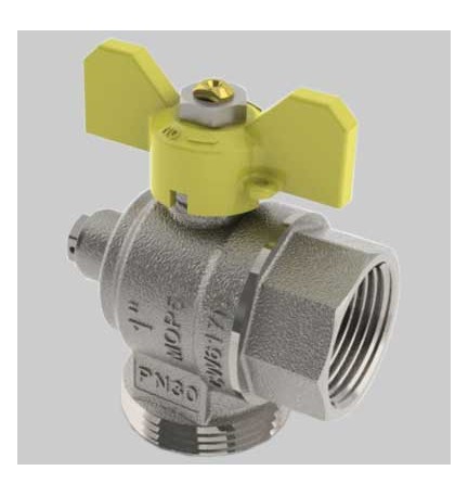 VALVOLA AD ANGOLO POST-CONTATORE CON PRESA - 1 x 1"1/4