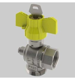 VALVOLA AD ANGOLO POST-CONTATORE CON PRESA E SICUREZZA - 3/4 x 1"1/4