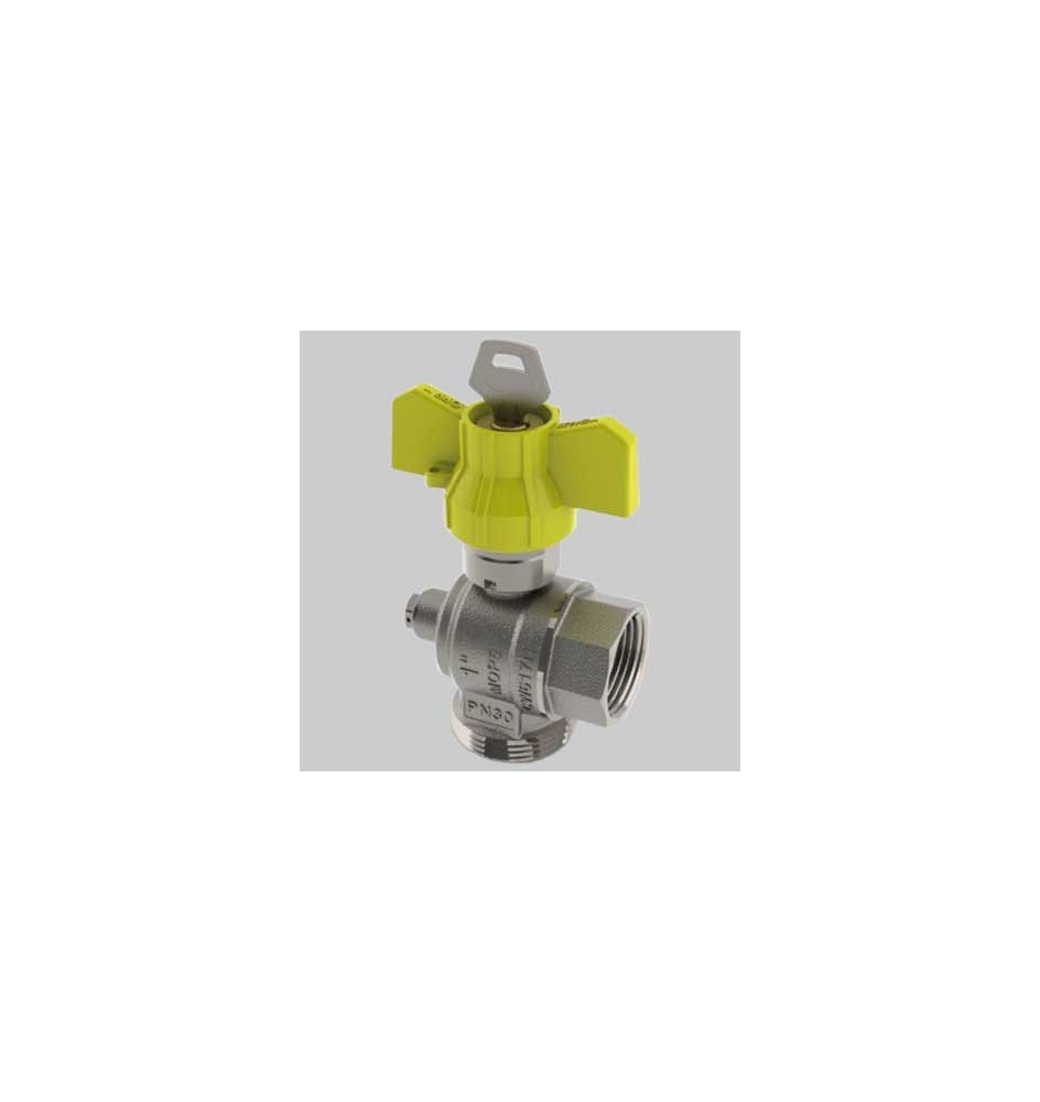 VALVOLA AD ANGOLO POST-CONTATORE CON PRESA E SICUREZZA - 1 x 1"1/4
