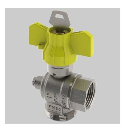 VALVOLA AD ANGOLO POST-CONTATORE CON PRESA E SICUREZZA - 1 x 1"1/4