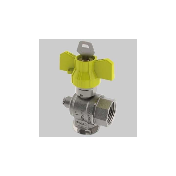 VALVOLA AD ANGOLO POST-CONTATORE CON PRESA E SICUREZZA - 1 x 1"1/4