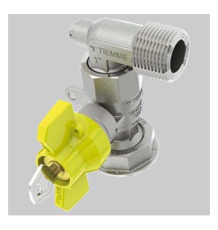 VALVOLA A SFERA POST-CONTATORE AD ANGOLO CON CHIAVE COLLEGAMENTO DIRETTO AL CONTATORE - 1" x 1"1/4