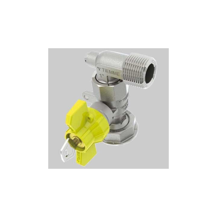 VALVOLA A SFERA POST-CONTATORE AD ANGOLO CON CHIAVE COLLEGAMENTO DIRETTO AL CONTATORE - 1" x 1"1/4