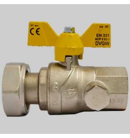 Valvola gas a sfera F/F con presa pressione dado girevole farfalla Alluminio...