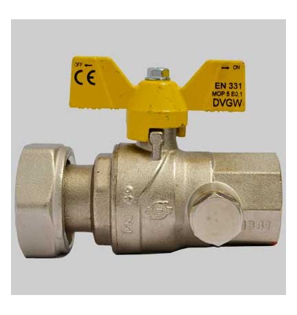 Valvola gas a sfera F/F con presa pressione dado girevole farfalla Alluminio - 3/4 X 1" G